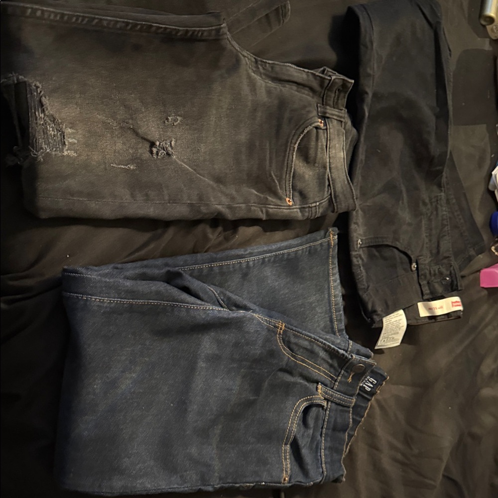 3 pair Boys Jeans Zara Black Denim Jeans,Gap stretch straight and  Levi 511 slim